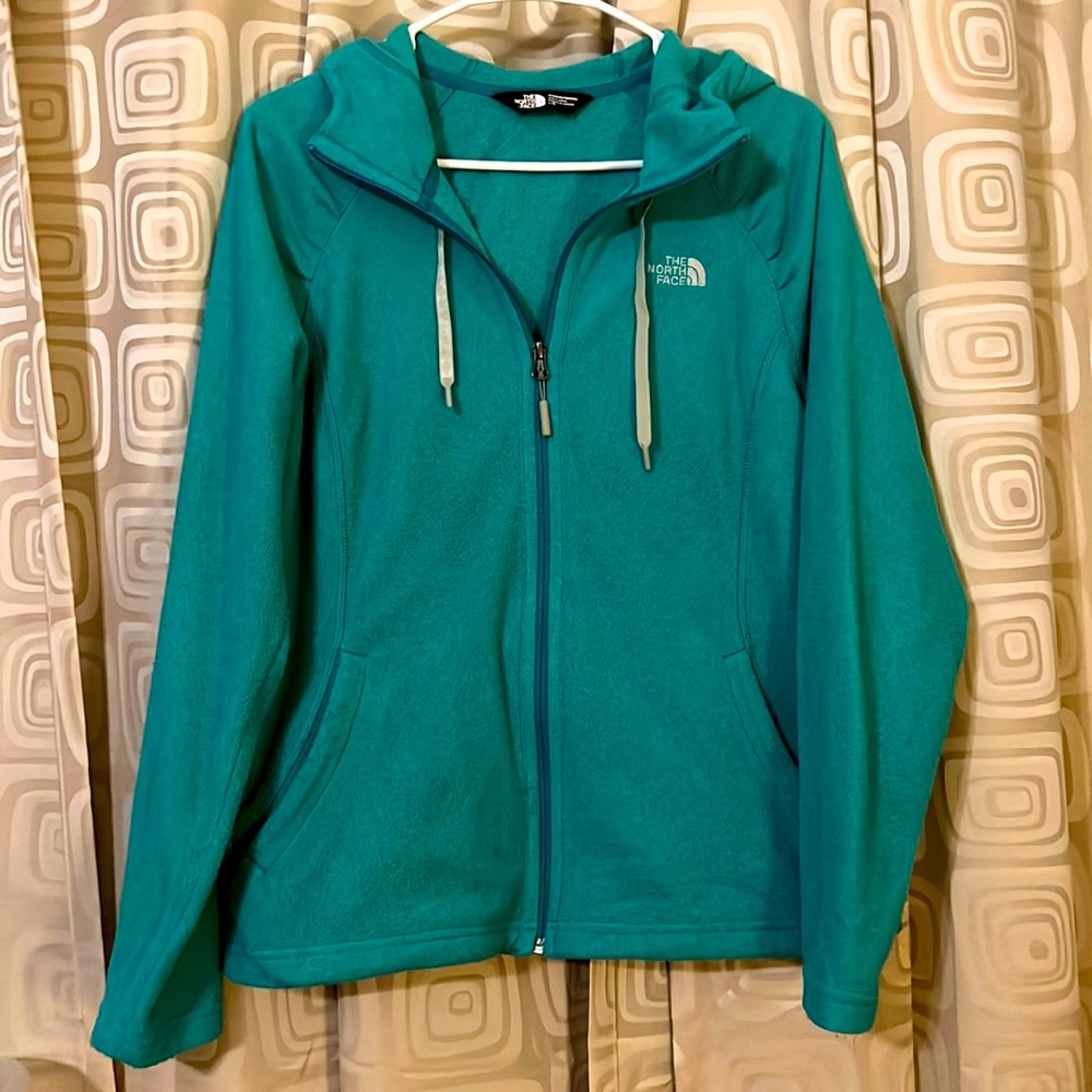 North face mint green so fleece with hood
